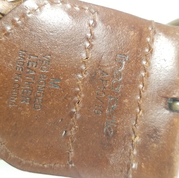 Linea Pelle Tan Brown Veg Leather Braided Woven Belt - Picture 4 of 8